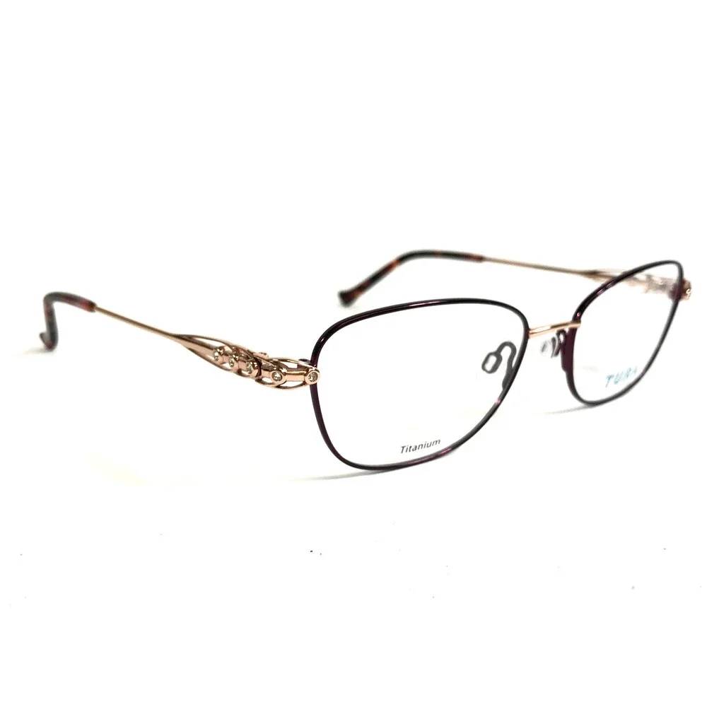 Tura Eyeglasses Frames R587 EGG Eggplant Purple Rose Gold Crystals 54-17-145